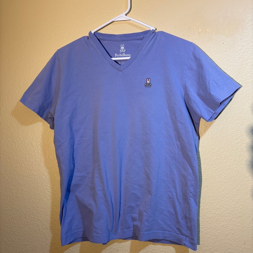 Psycho Bunny Purple V Neck Short Sleeve Shirt Size 5 Medium